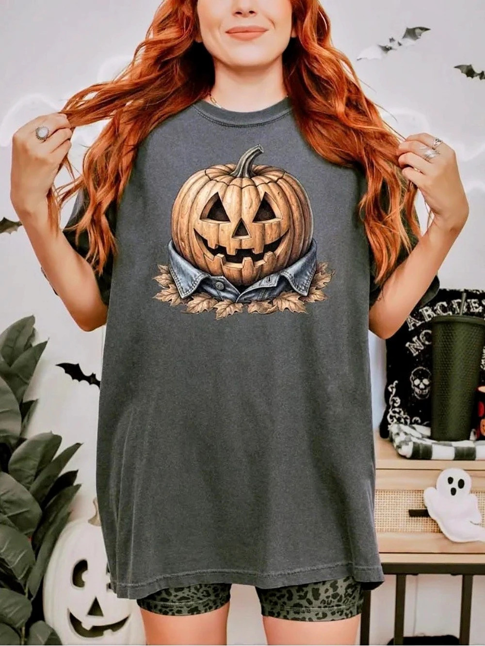 Comfort Colors Halloween T-Shirt Pumpkin Graphic